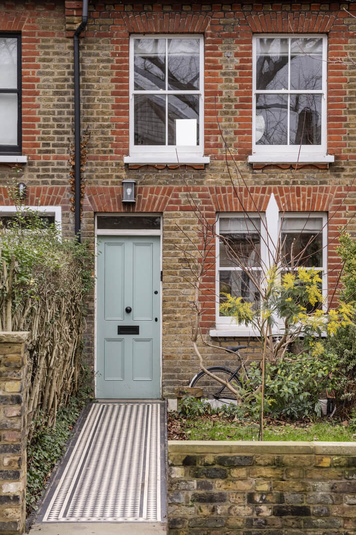 Light and Modern Spaces in a Small Victorian House 22 light blue front door