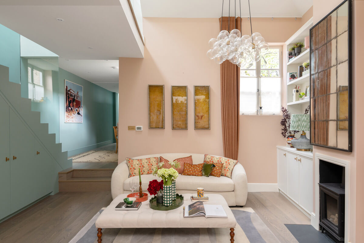A Light London Maisonette in a Former Artist's Studio 5 light pink living room