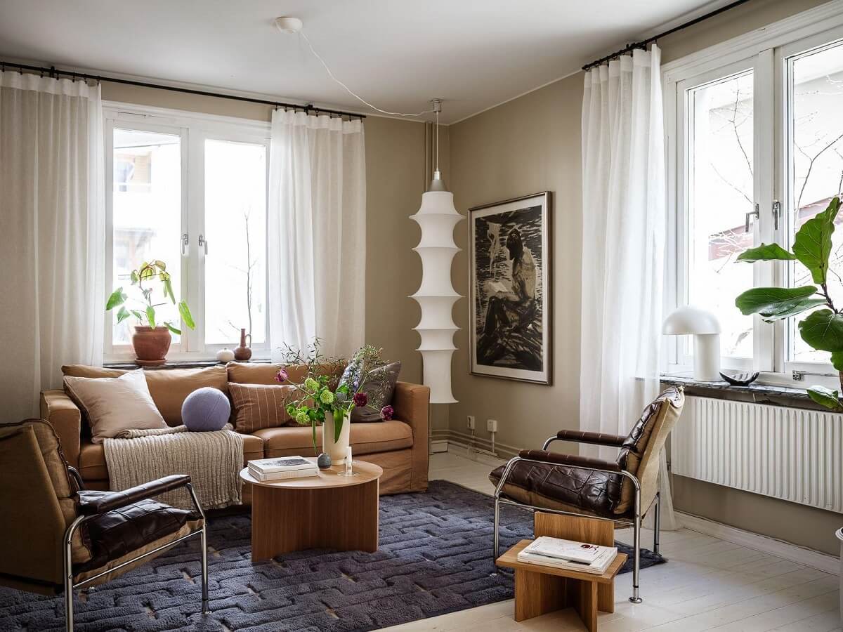 A Scandinavian Apartment with a Rust Red Bedroom 4 living room nordic design