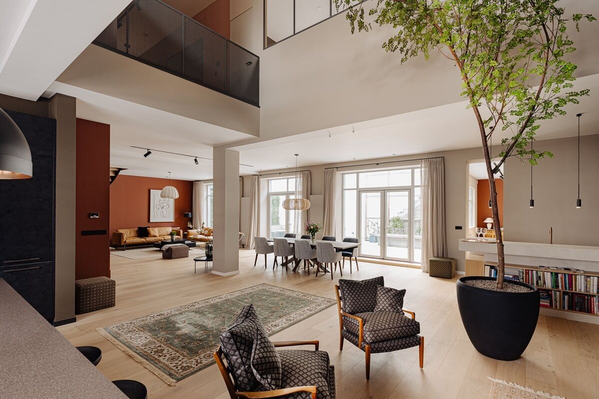 A Modern Garage Conversion in The Netherlands 5 modern living space high ceilings