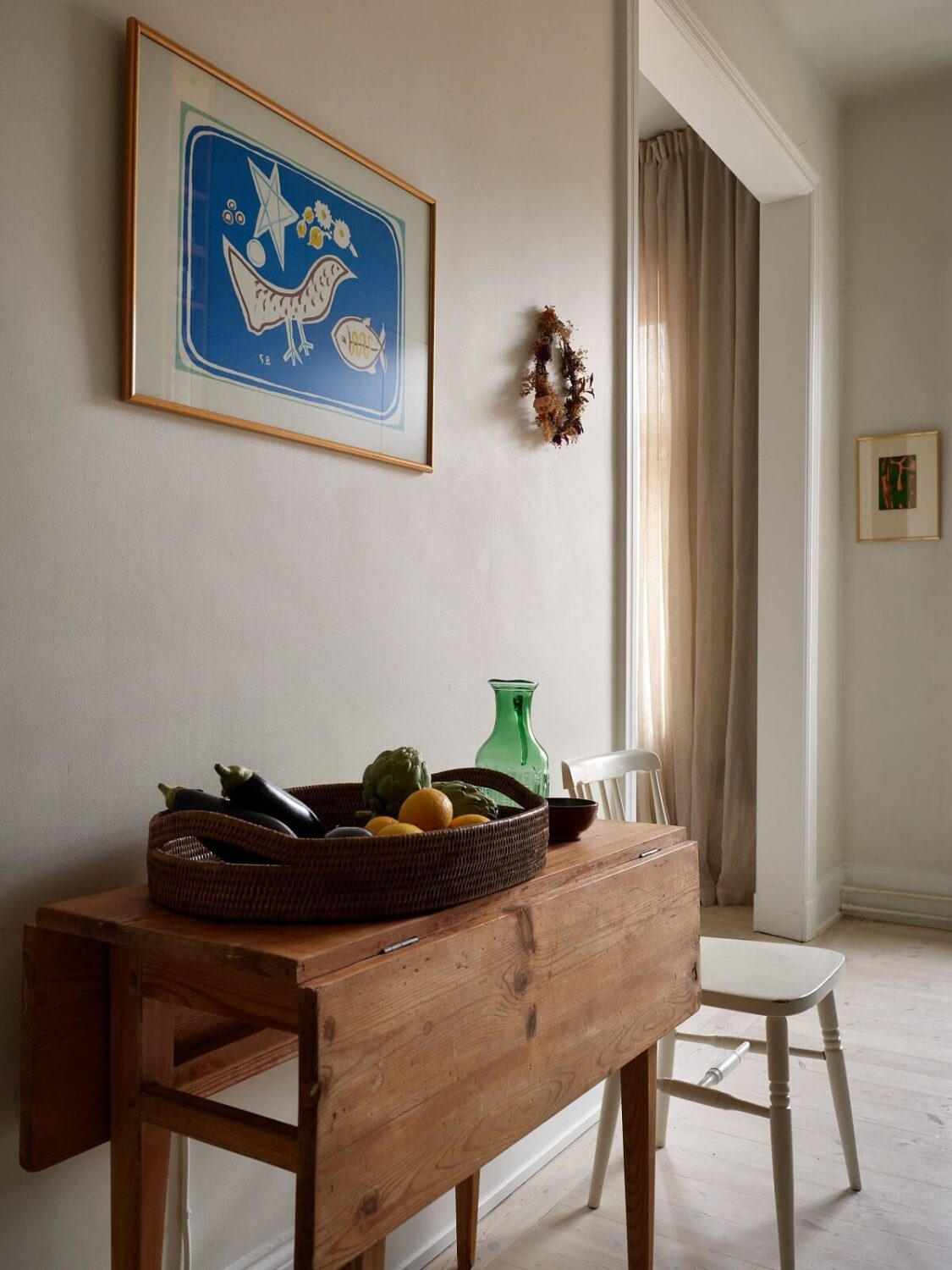 A Green Kitchen in a Gray Family Apartment 12 narrow kitchen table