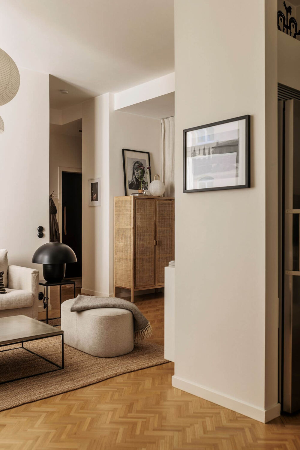 A Serene Modern Home in a Former Factory Building 3 open plan living room with wooden floor
