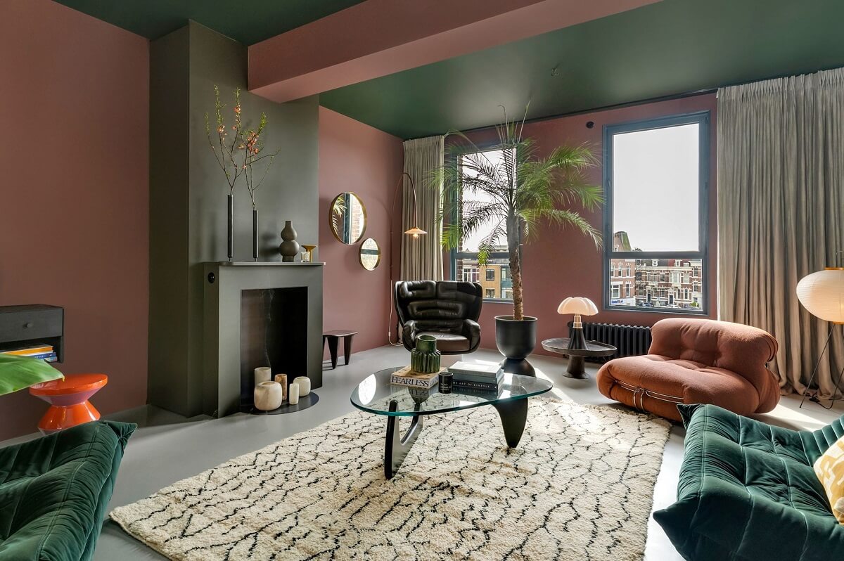Color and Graphic Design in the Home of a Dutch Interior Stylist 3 pink and green sitting room