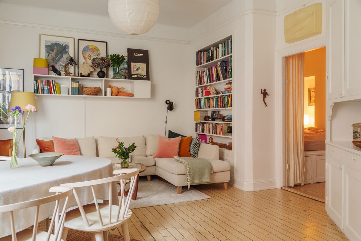 Period Details and Light Rooms in a Scandinavian Apartment 3 scandi living room