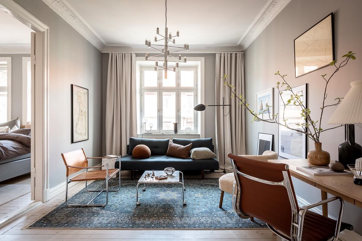 A Stylish Light Gray Swedish Apartment 12 serene scandinavian living room