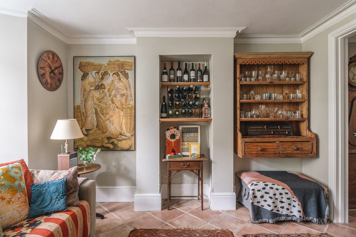 A Warm Muted Color Palette in a Victorian House 23 sitting room terracotta floor