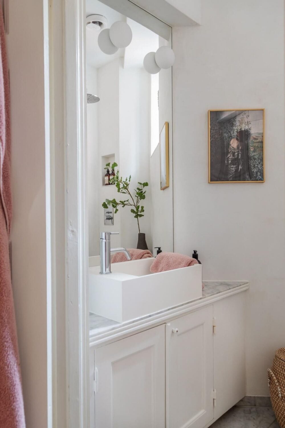 Period Details and Light Rooms in a Scandinavian Apartment 22 small bathroom white tiles