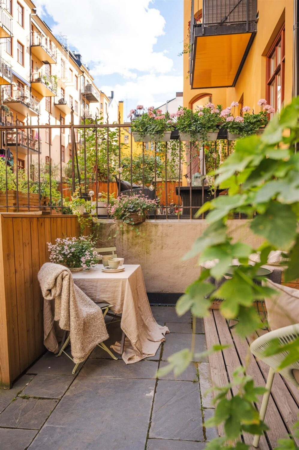 A Swedish Apartment with an Exposed Brick Wall 15 small outdoor space