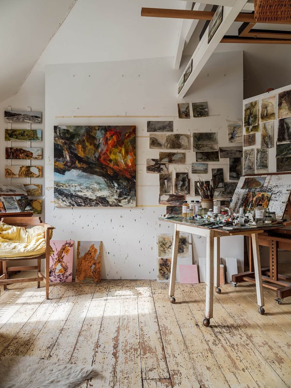 A Coastal White Painter's Home with Reclaimed Features in Cornwall 17 top floor painter studio nordroom