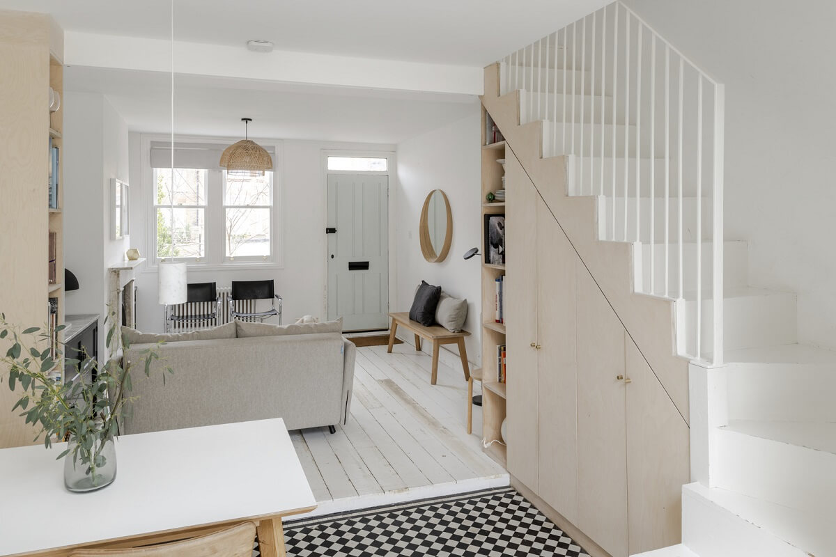 Light and Modern Spaces in a Small Victorian House 8 under stairs cabinets