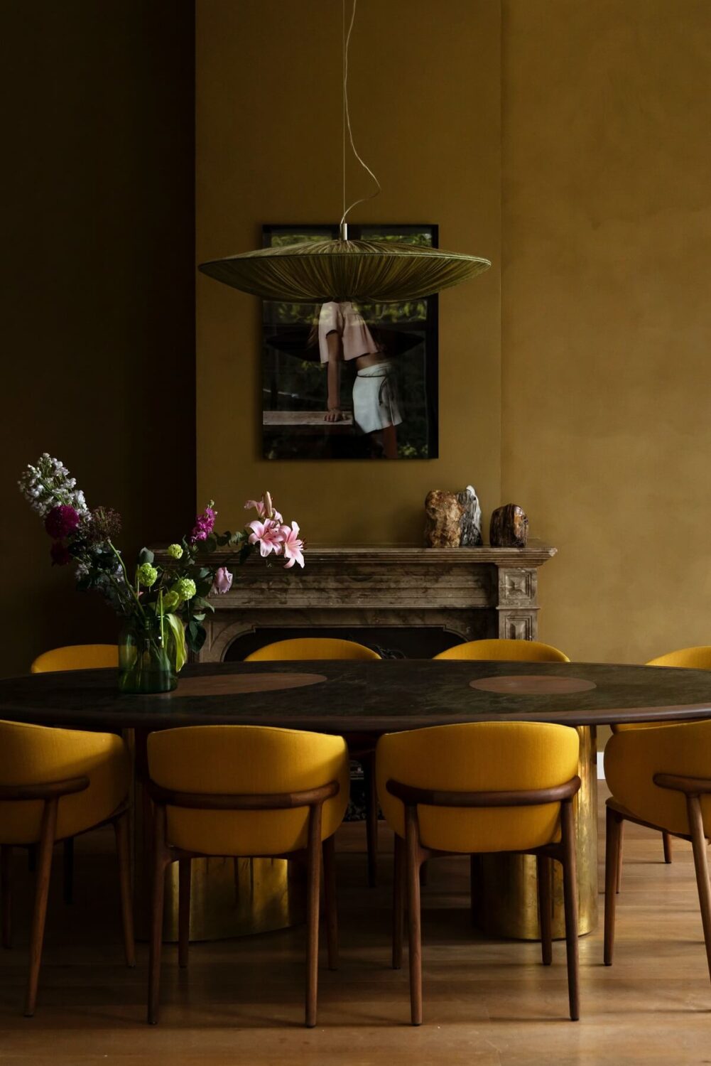 Best of 2024: Dining Rooms 3 warm dining room with fireplace