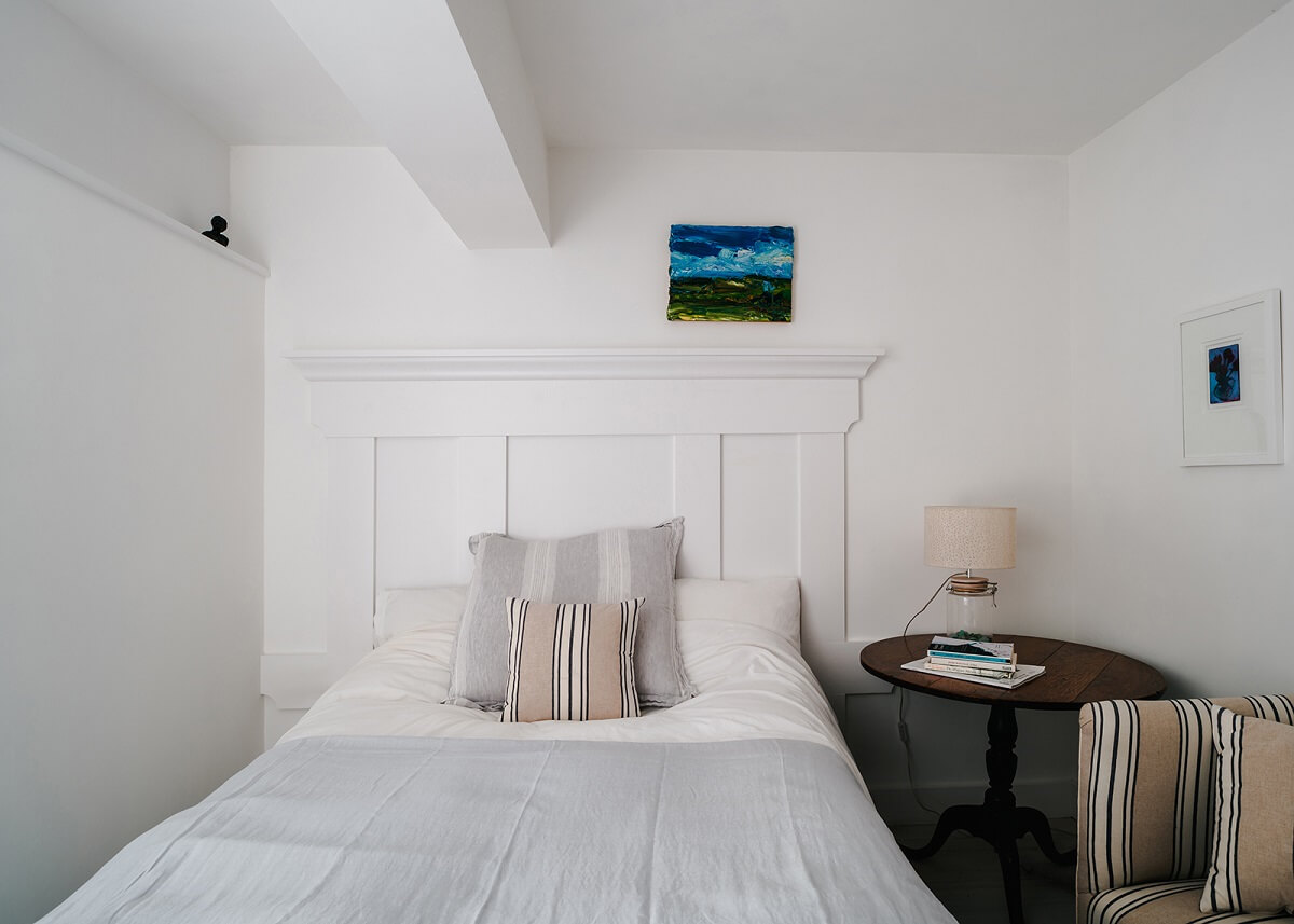 A Coastal White Painter's Home with Reclaimed Features in Cornwall 13 white bedroom