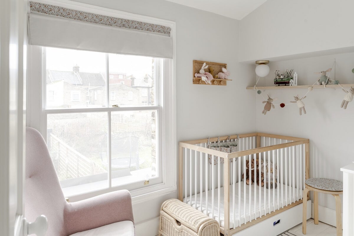 Light and Modern Spaces in a Small Victorian House 17 white nursery