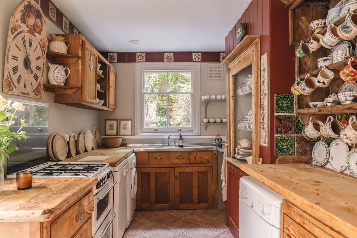 A Warm Muted Color Palette in a Victorian House 14 wooden country style kitchen