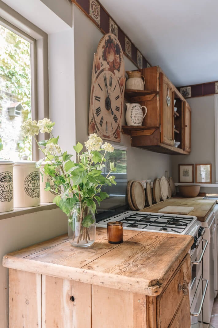 A Warm Muted Color Palette in a Victorian House 15 wooden kitchen detail