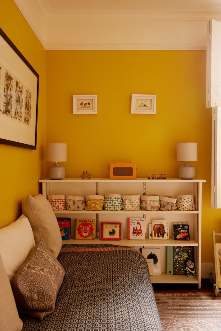 A London Maisonette with A Light Blue deVOL Kitchen 10 yellow wall kids bedroom with sofa bed