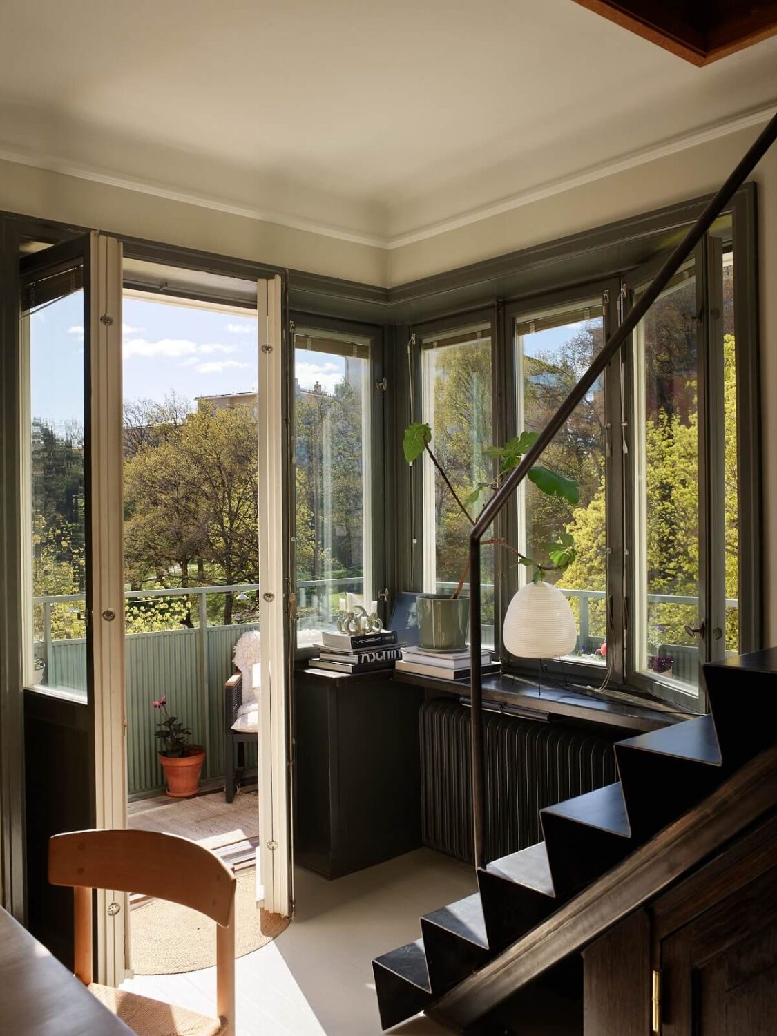 A Stunning Bathroom in a Duplex Apartment in Stockholm 6 balcony and staircase