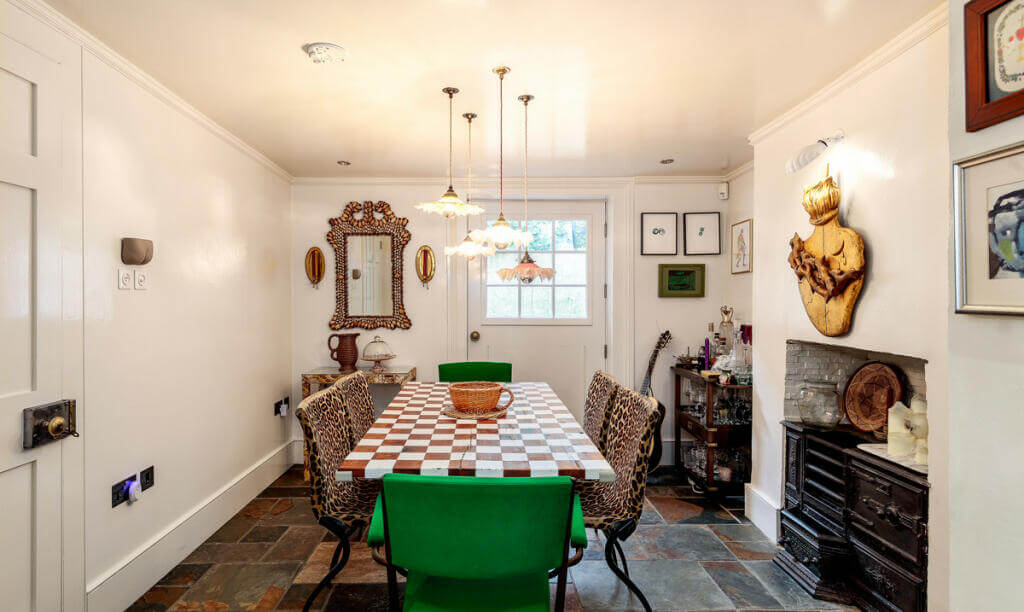 Unique Color Combinations and Design in a London Townhouse 12 basement dining room