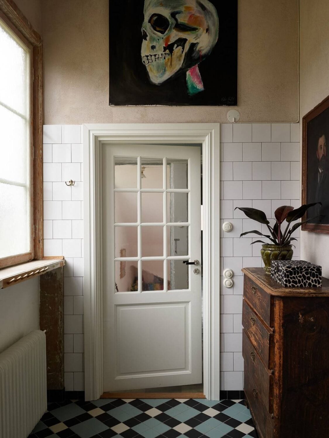A Charming School Conversion in Sweden 18 bathroom with blue tiles