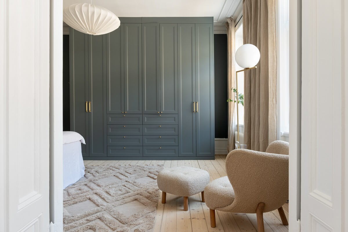A Light Renovated Apartment in Stockholm 13 bedroom with gray built in wardrobes