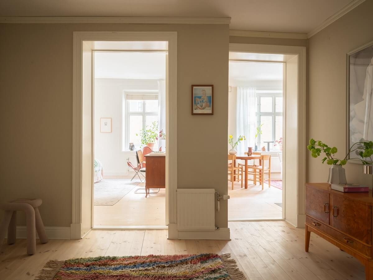 Original Details in a Light-Filled Swedish Apartment 13 beige hallway