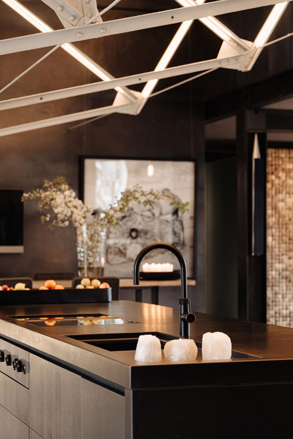 A Luxurious Loft in a Former Amsterdam Church Building 5 black kitchen