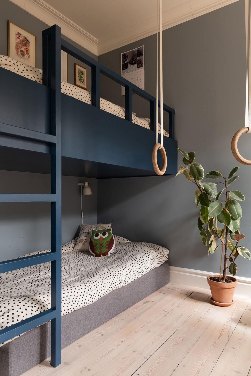 Best of 2024: Children's Bedrooms 7 blue bunk bed and gray walls