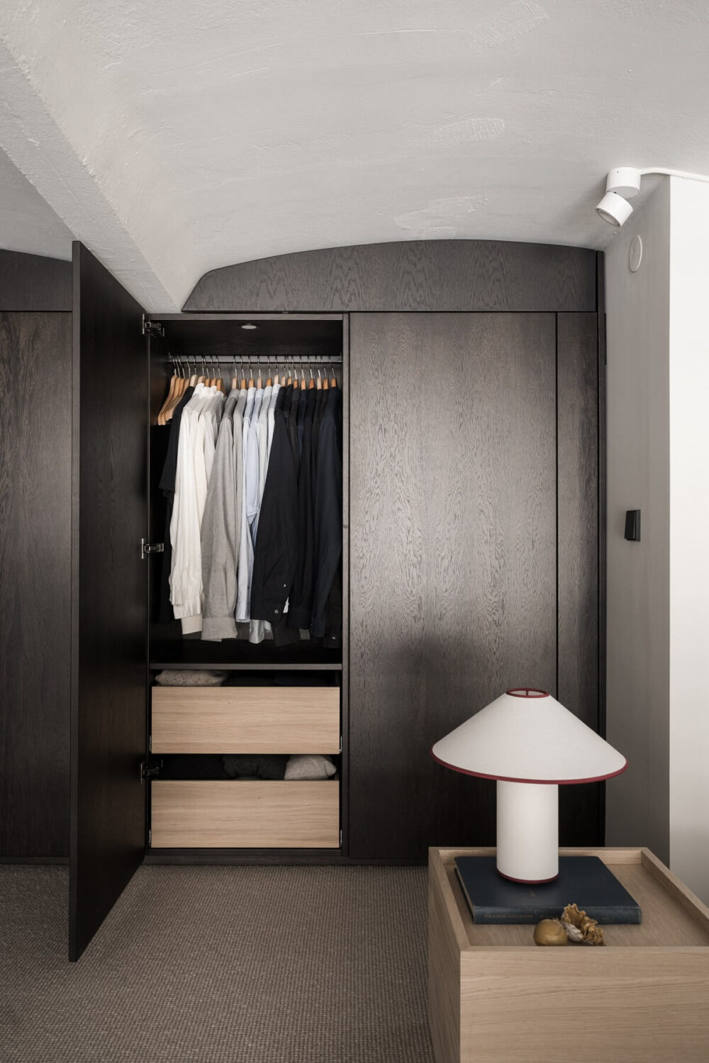 A Monochrome Loft with High Ceilings and Art 38 built in wardrobes