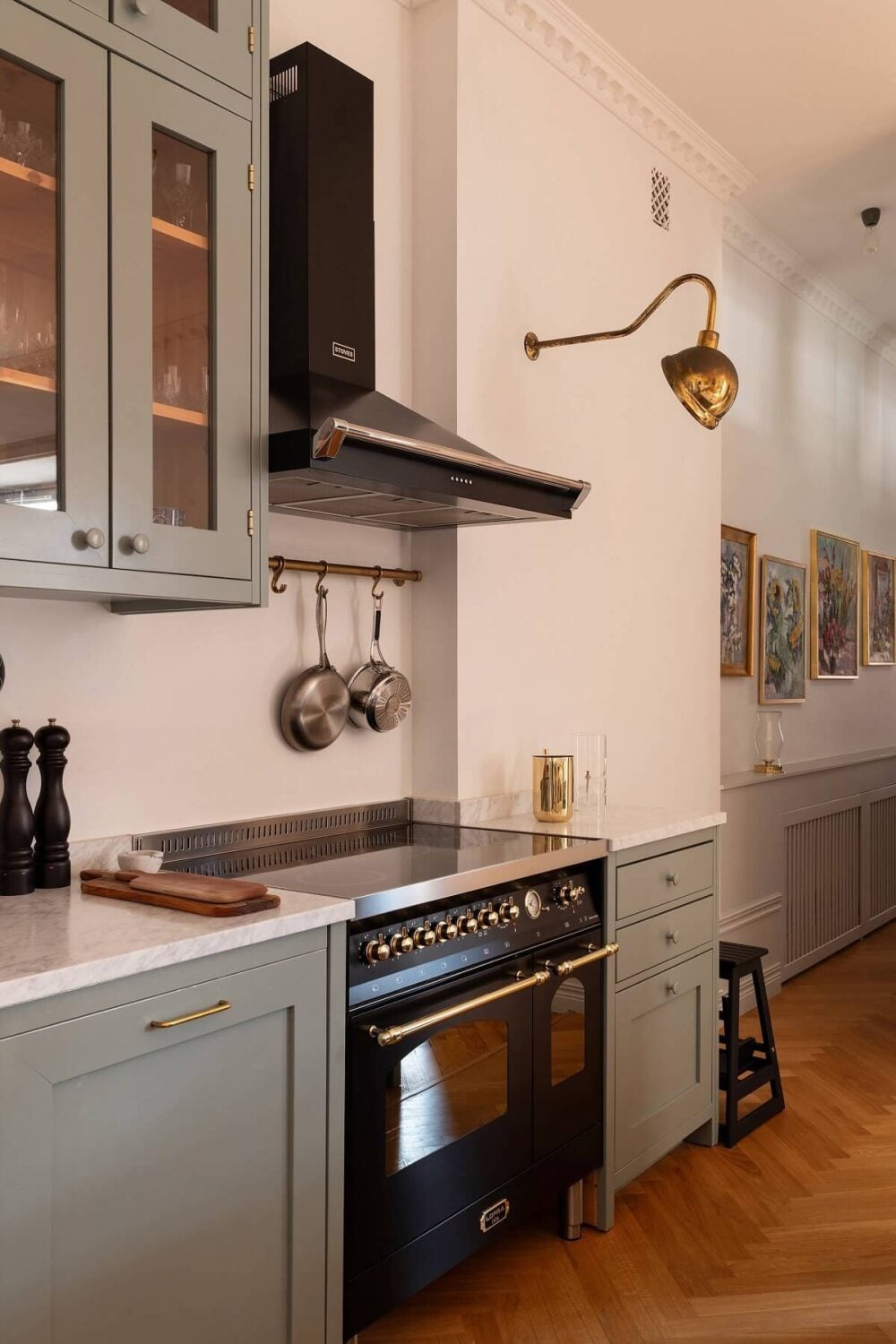 An Elegant Turn-of-the-Century Apartment in Stockholm 3 classic gray kitchen