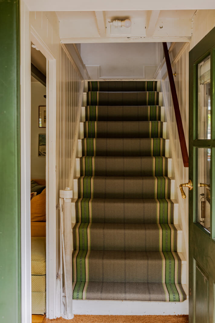 Ochre Yellow and Green Tones in a Cozy Welsh Cottage 9 cottage staircase