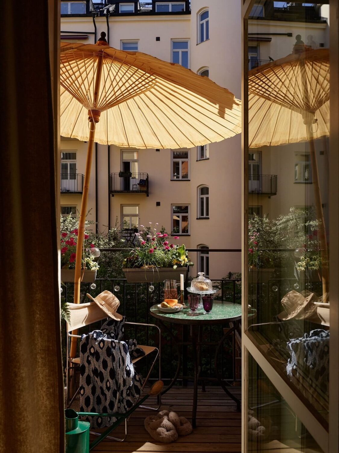 Warm Tones and a Blue Hallway in a Stockholm Apartment 16 cozy balcony