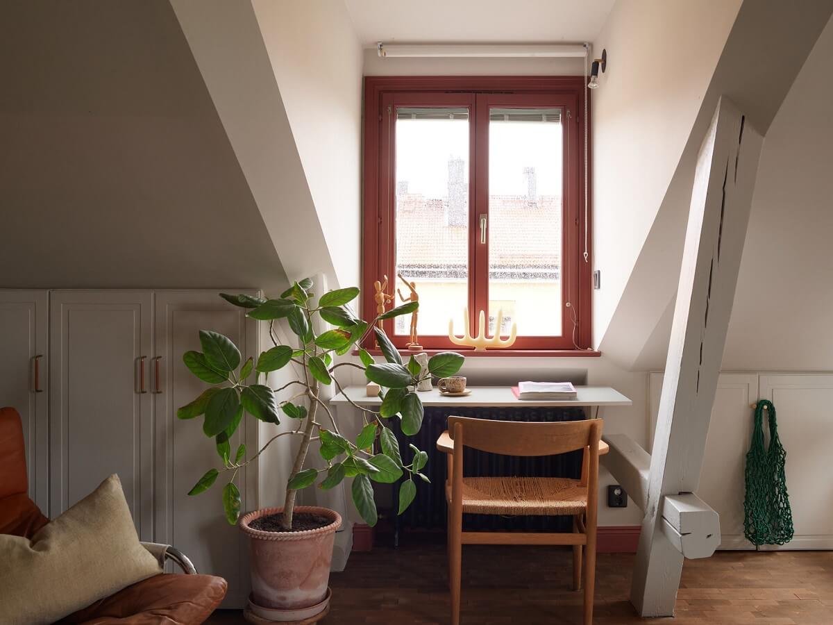 A Stunning Bathroom in a Duplex Apartment in Stockholm 19 desk under window
