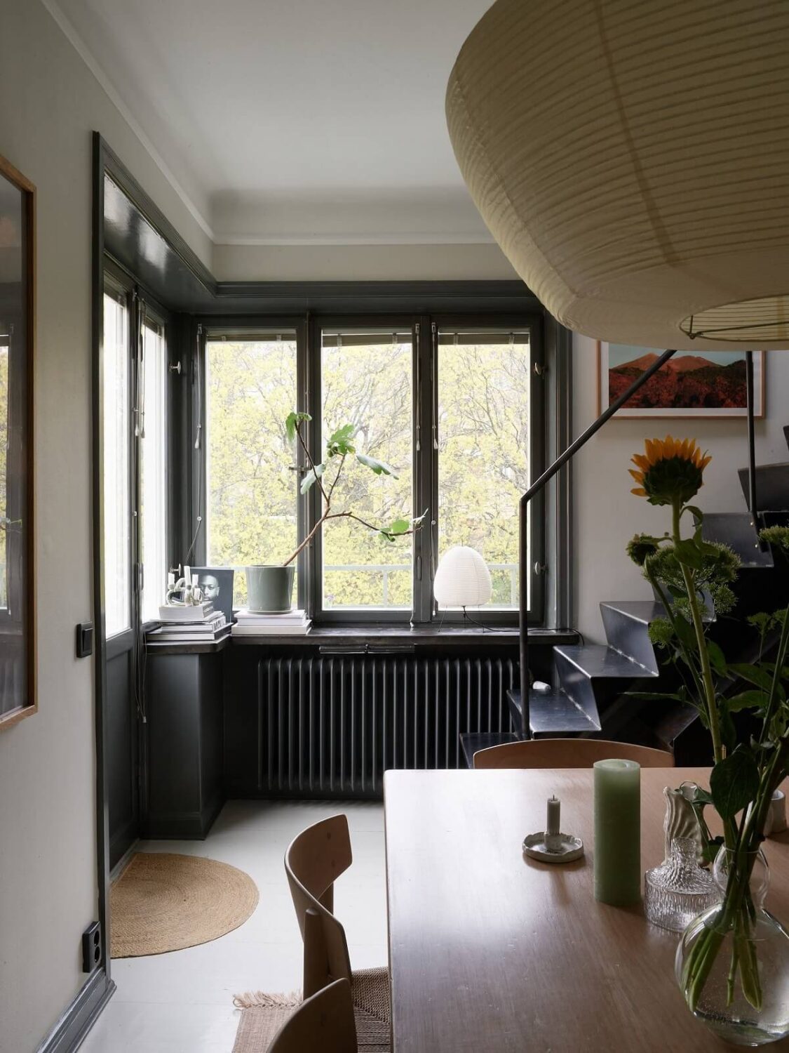 A Stunning Bathroom in a Duplex Apartment in Stockholm 7 dining space detail