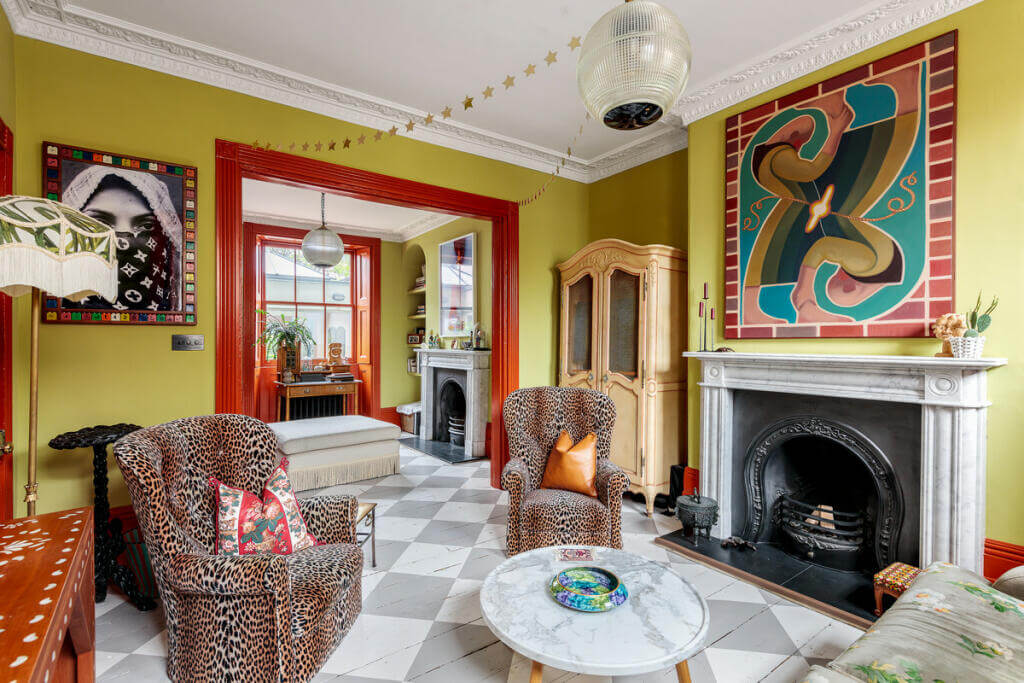 Unique Color Combinations and Design in a London Townhouse 4 double living room with unique color combination