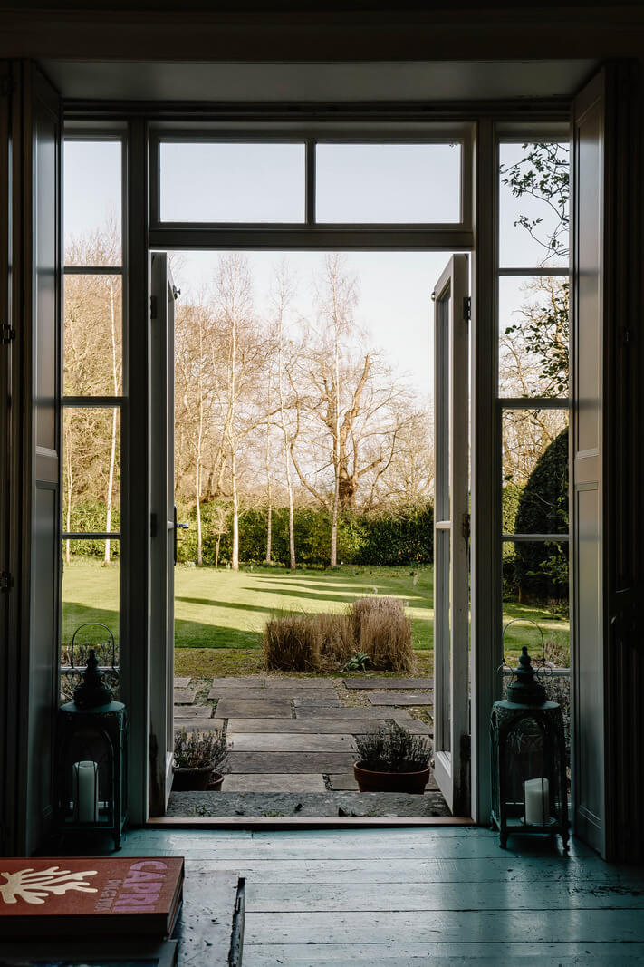 An 18th-Century Historic House with an Amazing Kitchen 22 glass doors to garden