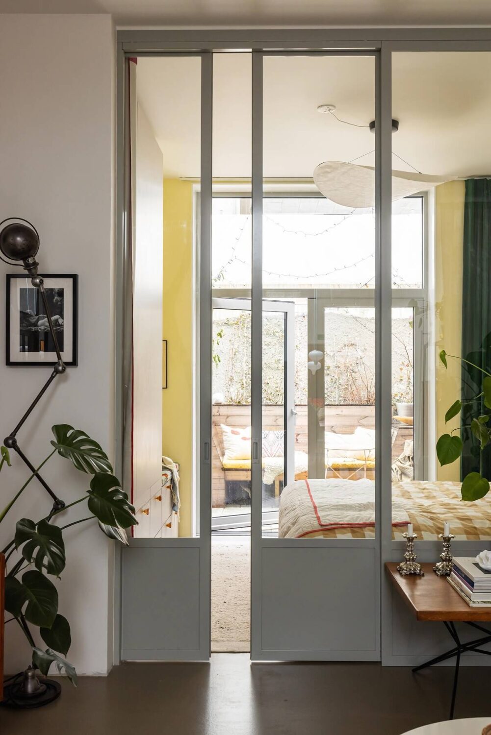 A Unique Basement Apartment in Stockholm 7 glass slding door