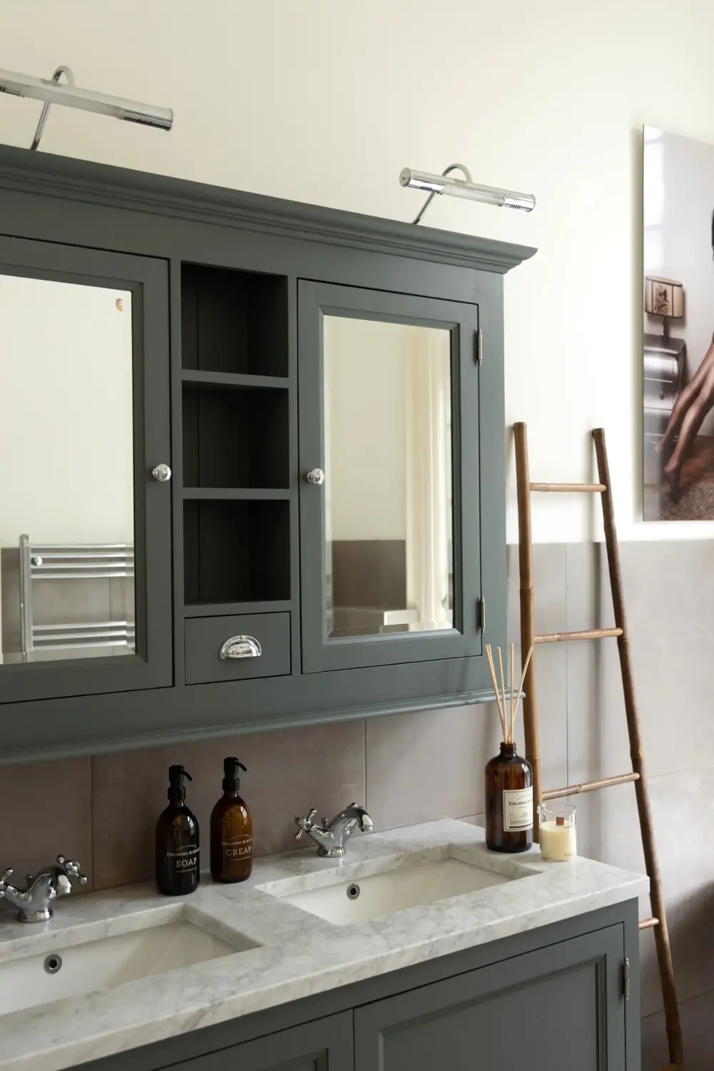 A Warm Atmosphere in a Historic Dutch Villa 24 gray-bathroom-cabinet-marble-top