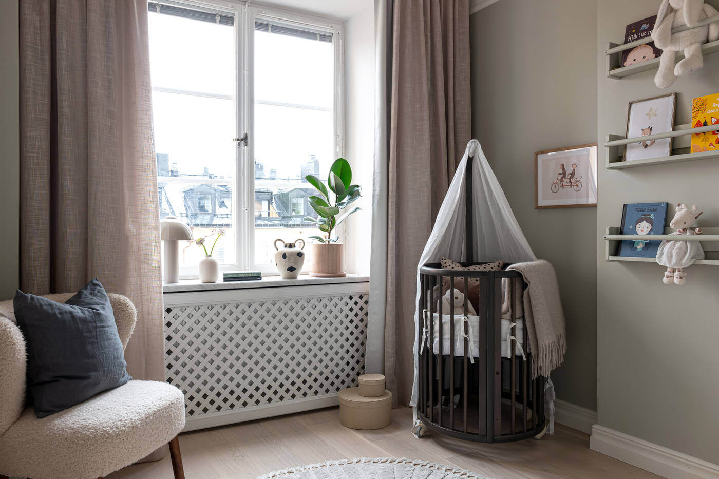A Stylish Renovated Stockholm Apartment with Built-In Storage 17 gray nursery