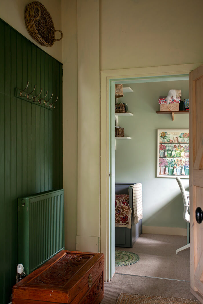 Charming Cottage Style in a London Maisonette 16 green hallway