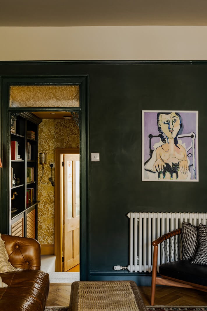 A Rich Color Palette in a Historic English Home 12 green sitting room