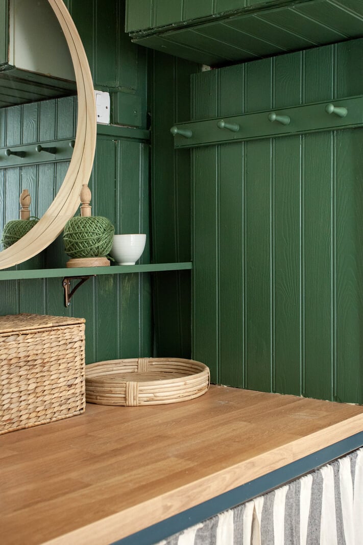 Charming Cottage Style in a London Maisonette 15 green utility room