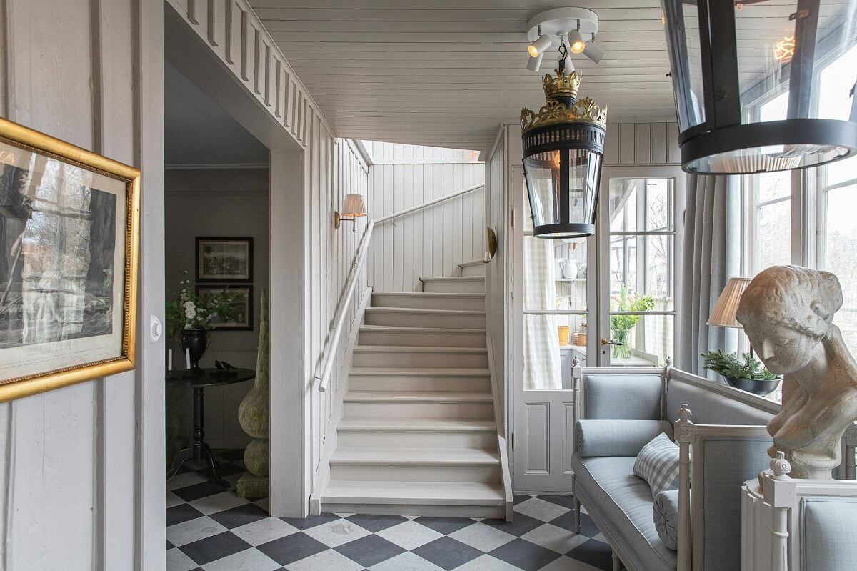 A Classic and Luxurious Lakeside Home in Sweden 4 hall with staircase luxurious summer house sweden nordroom