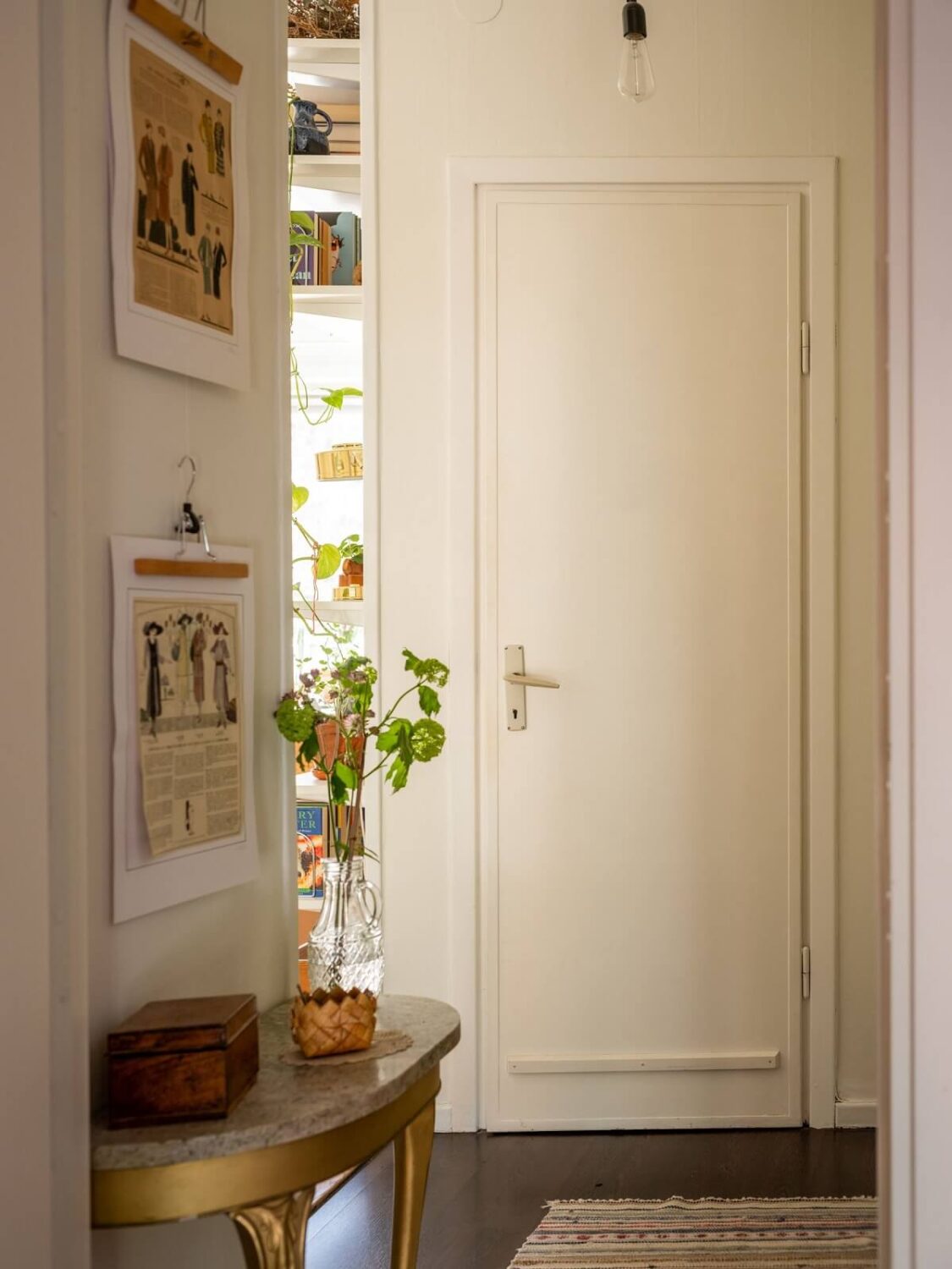 A Studio Apartment with Vintage Green Cabinets 14 hallway