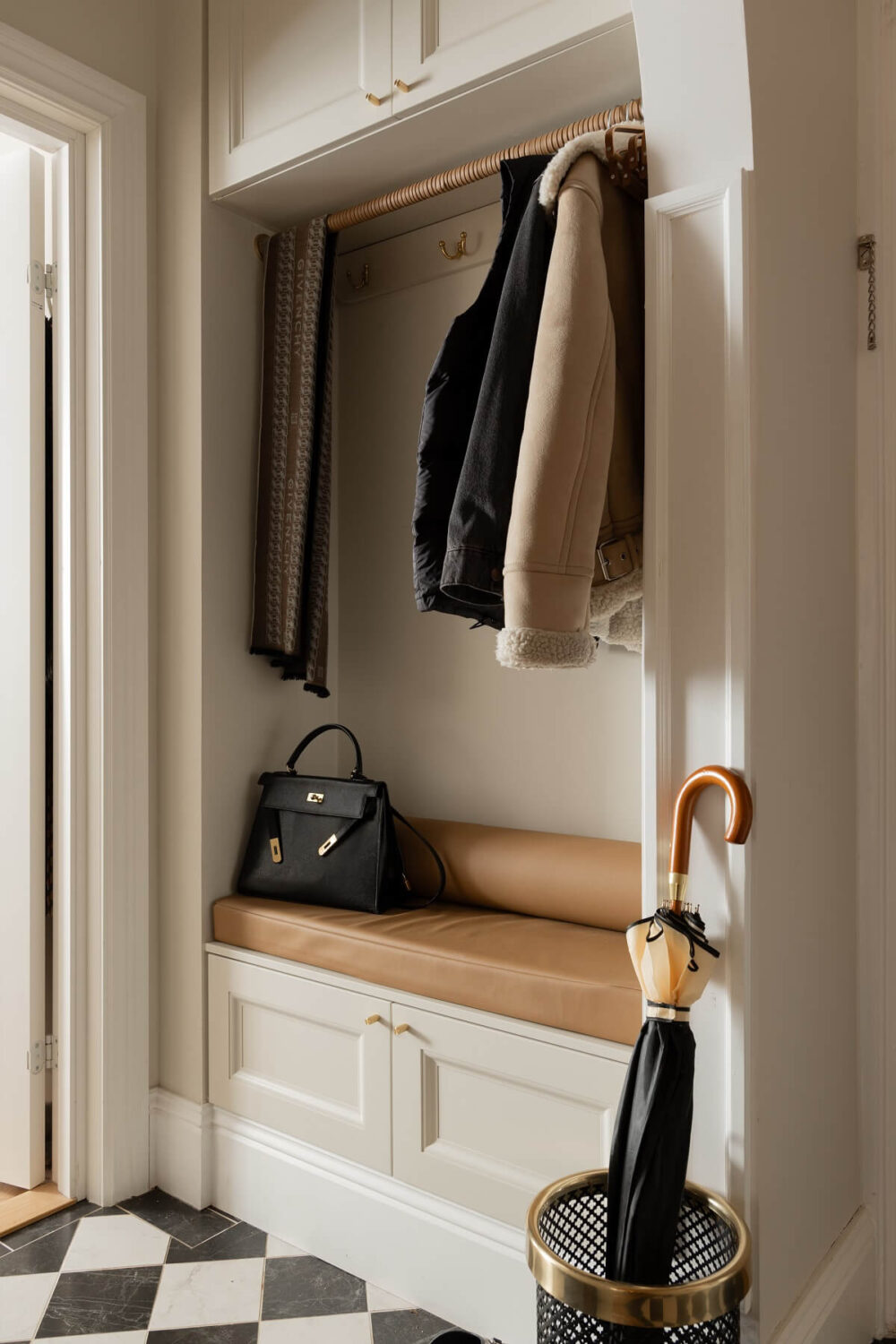 Best of 2024: Hallways 5 hallway storage with built in cabinets and checkerboard floor nordroom