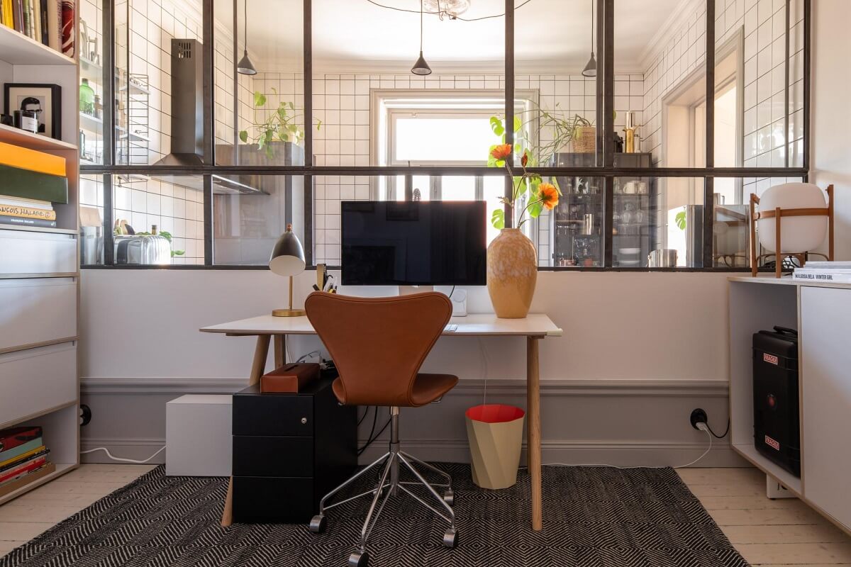 A Corner Apartment with an Industrial Style Kitchen 19 home office with industrial window