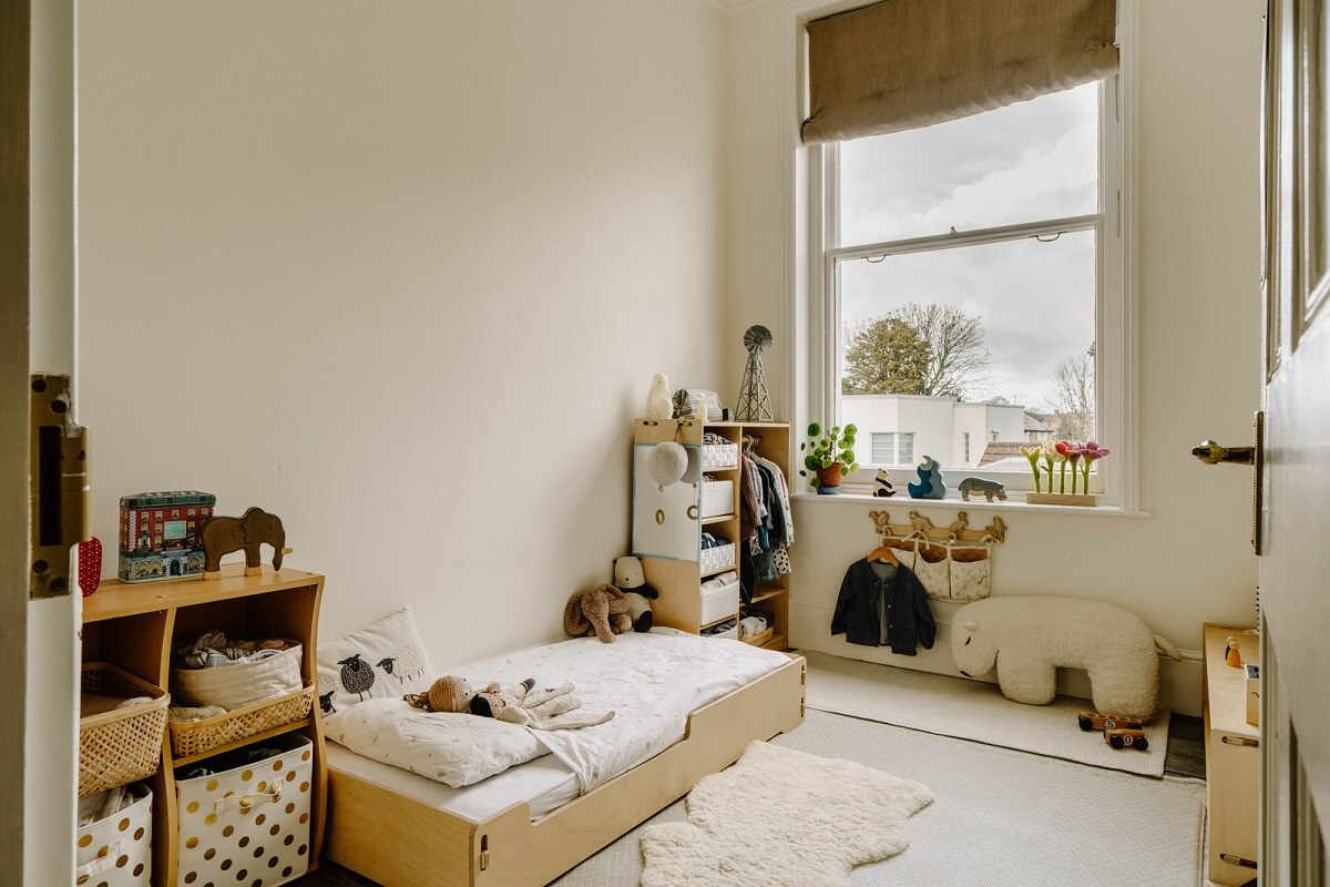 Neutral Tones and Original Features in an English Townhouse 12 kids bedroom