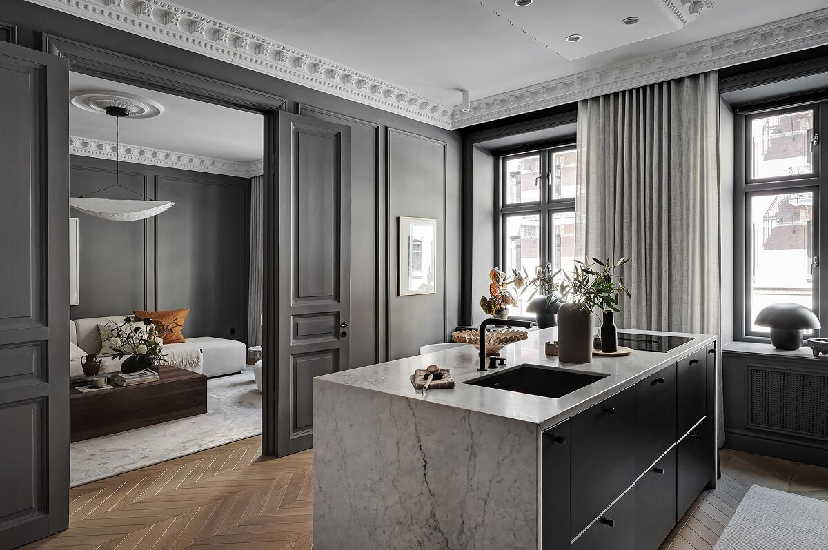 Boost Your Home's Value by Thousands with This Simple Paint Trick! 1 kitchen island with marble island
