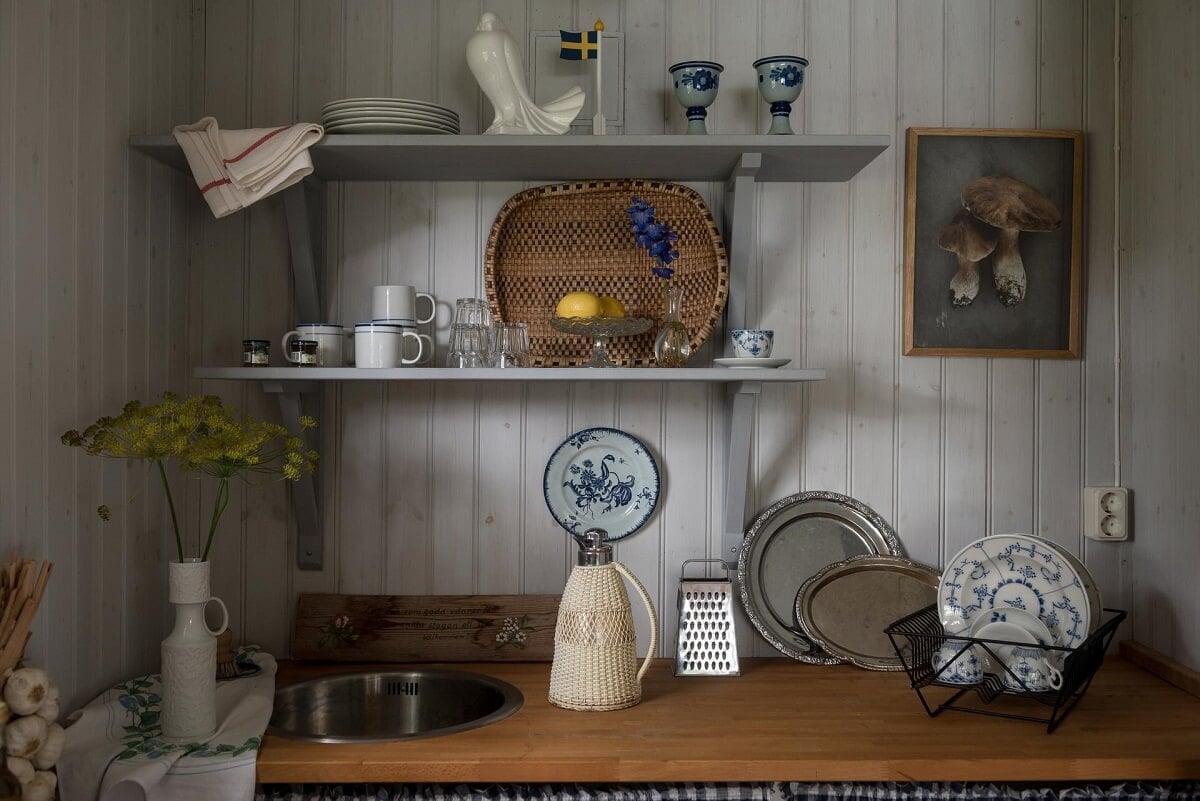 A Traditional Summer House Cabin in Sweden 10 kitchen worktop traditional wooden summer cottage sweden nordroom