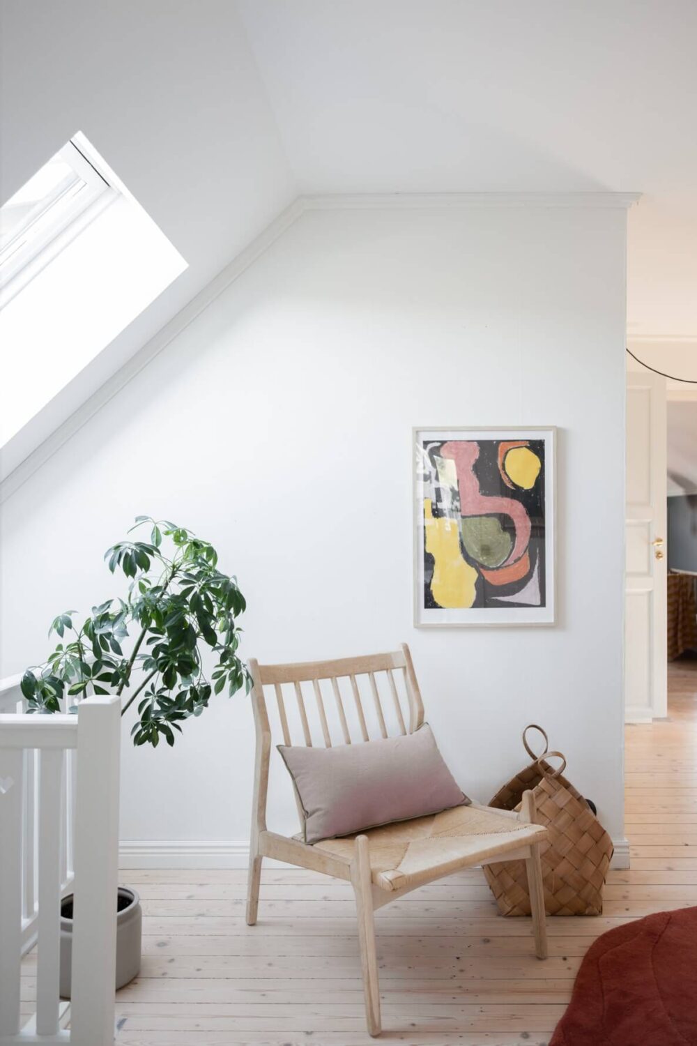 A Pink Swedish House with a Lovely Garden 23 landing with skylight