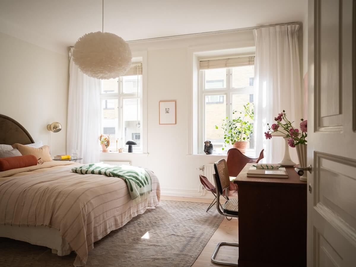 Original Details in a Light-Filled Swedish Apartment 10 light filled bedroom with desk